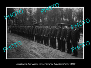 OLD LARGE HISTORIC PHOTO OF MORRISTOWN NEW JERSEY, FIRE DEPARTMENT CREW c1900