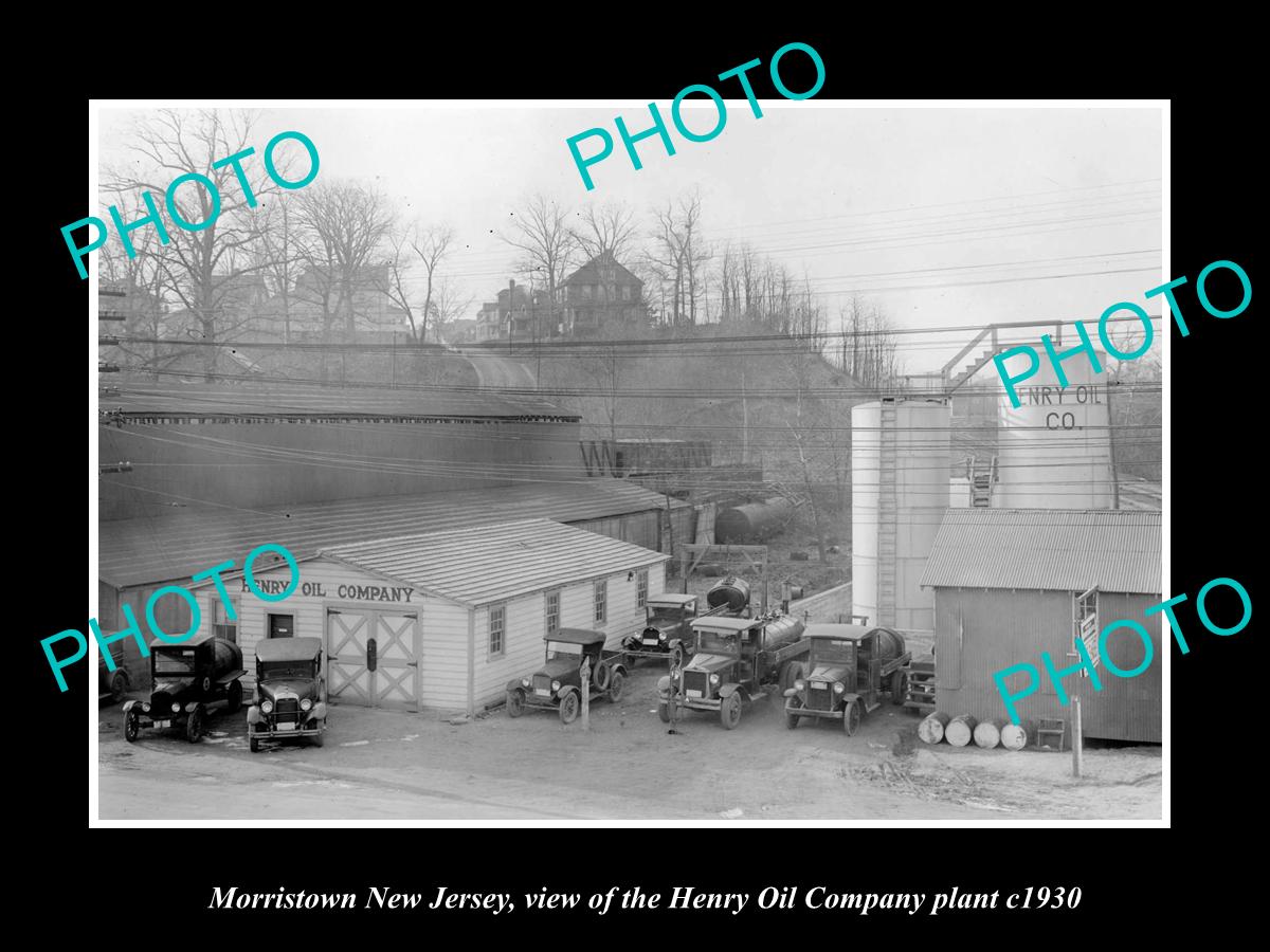 OLD LARGE HISTORIC PHOTO OF MORRISTOWN NEW JERSEY, THE HENRY OIL Co PLANT c1930