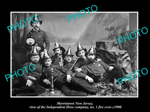 OLD LARGE HISTORIC PHOTO OF MORRISTOWN NEW JERSEY, THE No 1 FIRE CREW c1900