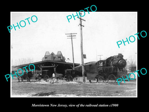 OLD LARGE HISTORIC PHOTO OF MORRISTOWN NEW JERSEY, THE RAILROAD STATION c1900