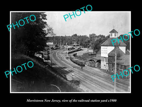 OLD LARGE HISTORIC PHOTO OF MORRISTOWN NEW JERSEY, THE RAILROAD YARDS c1900