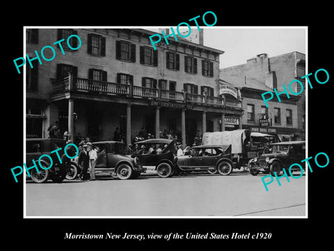 OLD LARGE HISTORIC PHOTO OF MORRISTOWN NEW JERSEY, THE UNITED STATES HOTEL c1920