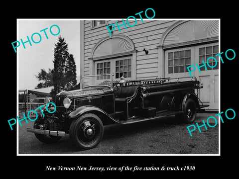 OLD LARGE HISTORIC PHOTO OF NEW VERNON NEW JERSEY, THE FIRE DEPT TRUCK c1930