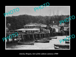 OLD LARGE HISTORIC PHOTO OF ASTORIA OREGON, VIEW OF THE SALMON CANNERY c1900