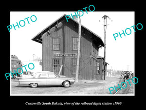 OLD LARGE HISTORIC PHOTO OF CENTERVILLE SOUTH DAKOTA, THE RAILROAD DEPOT c1960