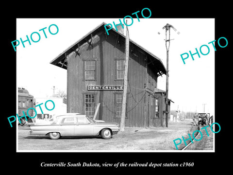 OLD LARGE HISTORIC PHOTO OF CENTERVILLE SOUTH DAKOTA, THE RAILROAD DEPOT c1960