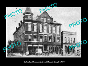 OLD LARGE HISTORIC PHOTO OF COLUMBUS MISSISSIPPI, VIEW OF MASONIC TEMPLE c1890