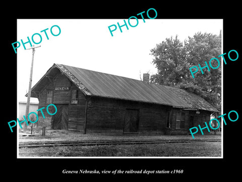 OLD LARGE HISTORIC PHOTO OF GENEVA NEBRASKA, THE RAILROAD STATION c1960