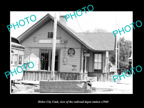 OLD LARGE HISTORIC PHOTO OF HEBER CITY UTAH, THE RAILROAD STATION c1920