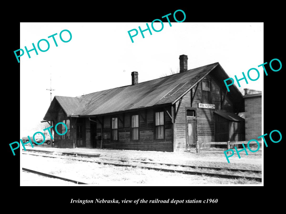 OLD LARGE HISTORIC PHOTO OF IRVINGTON NEBRASKA, THE RAILROAD STATION c1960