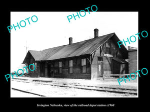 OLD LARGE HISTORIC PHOTO OF IRVINGTON NEBRASKA, THE RAILROAD STATION c1960