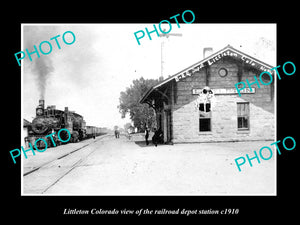 OLD LARGE HISTORIC PHOTO OF LITTLETON COLORADO, THE RAILROAD STATION c1910