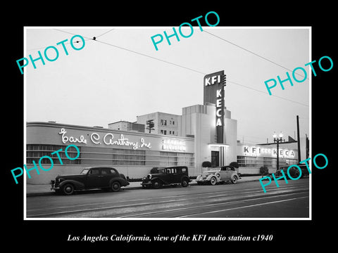 OLD LARGE HISTORIC PHOTO OF LOS ANGELES CALIFORNIA, THE KFI RADIO STATION c1940