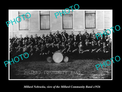 OLD LARGE HISTORIC PHOTO OF MILLARD NEBRASKA, THE MILLARD BRASS BAND c1926