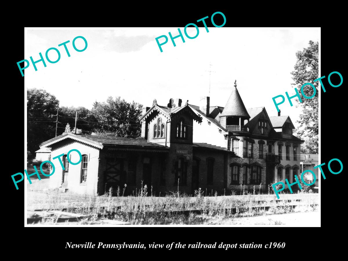 OLD LARGE HISTORIC PHOTO OF NEWILLE PENNSYLVANIA, THE RAILROAD STATION c1960