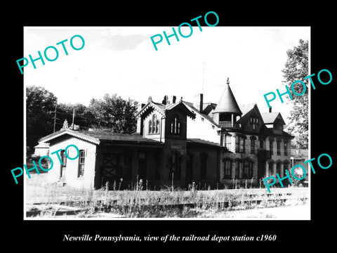 OLD LARGE HISTORIC PHOTO OF NEWILLE PENNSYLVANIA, THE RAILROAD STATION c1960