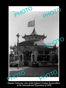 OLD LARGE HISTORIC PHOTO OF OMAHA NEBRASKA, THE LIPTON TEA PAVILLION c1898