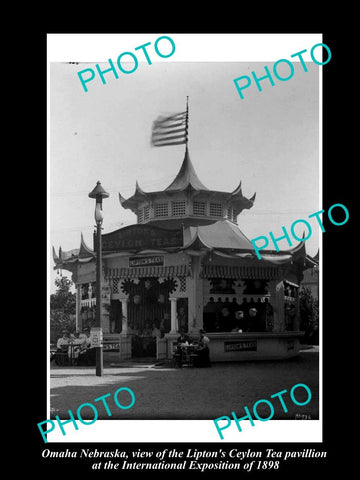 OLD LARGE HISTORIC PHOTO OF OMAHA NEBRASKA, THE LIPTON TEA PAVILLION c1898