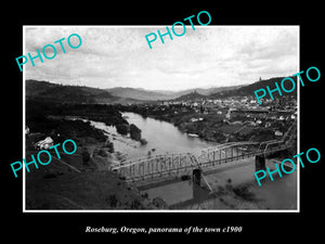 OLD LARGE HISTORIC PHOTO OF ROSEBURG OREGON, PANORAMA OF THE TOWN c1900