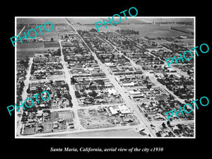 OLD LARGE HISTORIC PHOTO OF SANTA MARIA CALIFORNIA, AERIAL VIEW OF CITY c1930 1