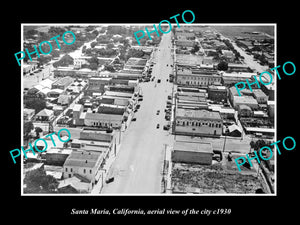 OLD LARGE HISTORIC PHOTO OF SANTA MARIA CALIFORNIA, AERIAL VIEW OF CITY c1930 2