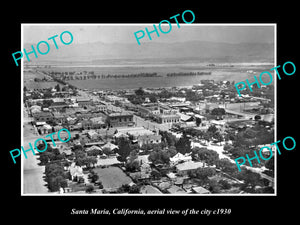 OLD LARGE HISTORIC PHOTO OF SANTA MARIA CALIFORNIA, AERIAL VIEW OF CITY c1930 3