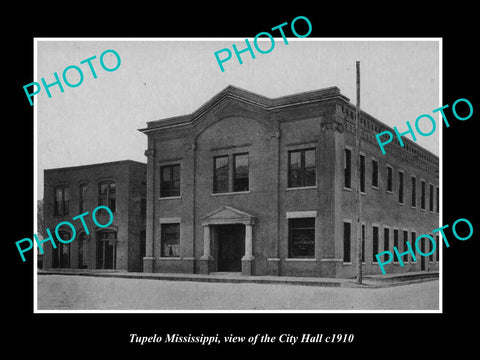 OLD LARGE HISTORIC PHOTO OF TUPELO MISSISSIPPI, VIEW OF CITY HALL c1910