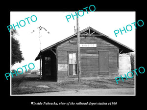 OLD LARGE HISTORIC PHOTO OF WINSIDE NEBRASKA, THE RAILROAD STATION c1960