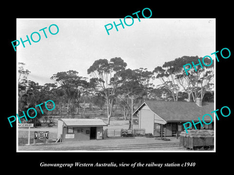 OLD LARGE HISTORIC PHOTO OF GNOWANGERUP WESTERN AUSTRALIA RAILWAY STATION c1940