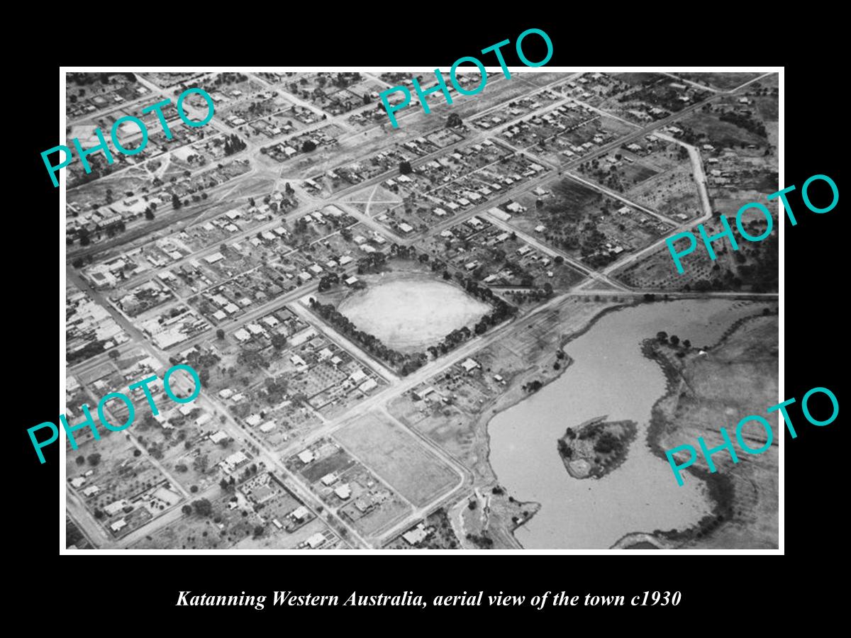 OLD LARGE HISTORIC PHOTO OF KATANNING WESTERN AUSTRALIA, AERIAL OF TOWN c1930