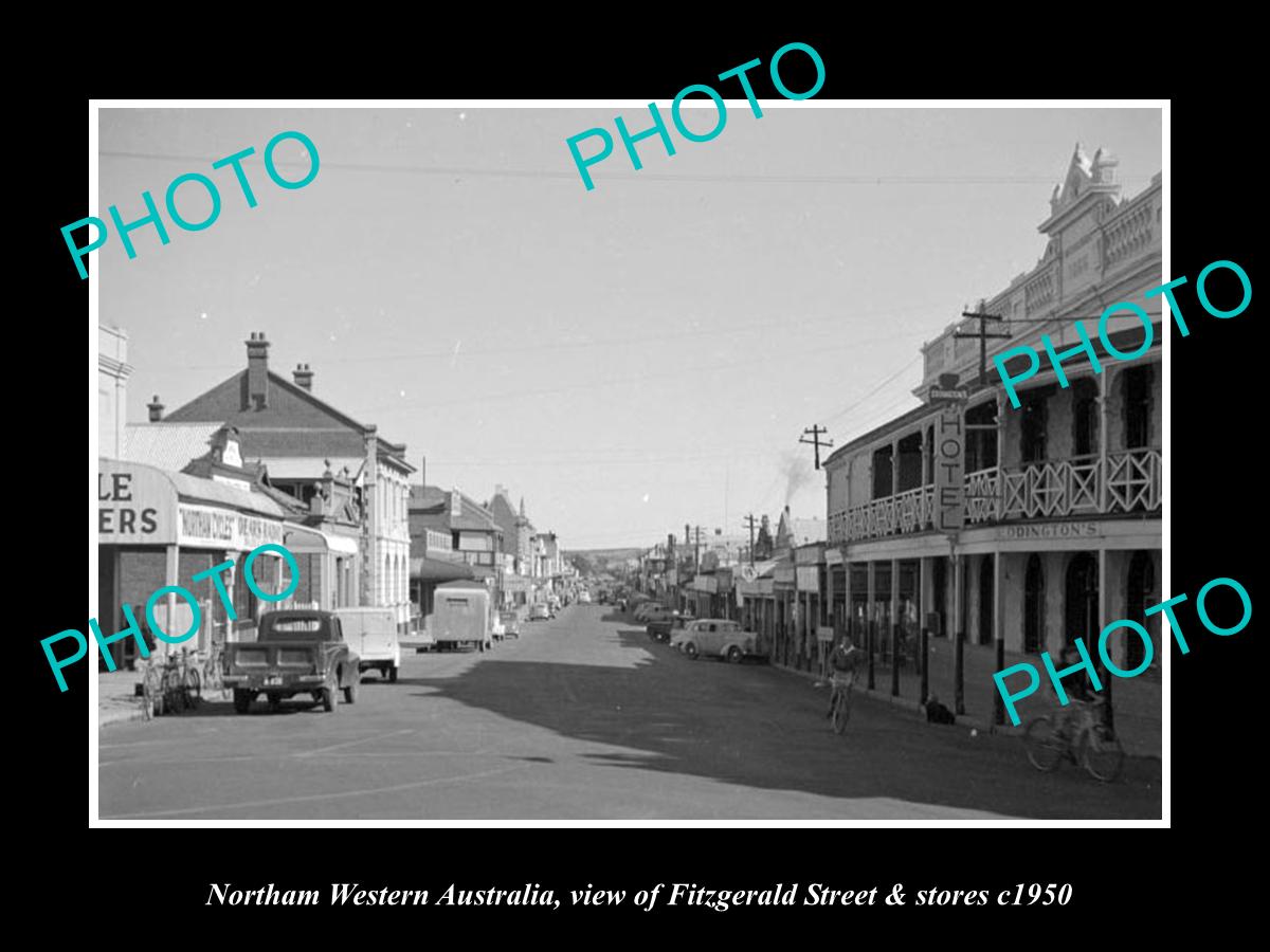 OLD LARGE HISTORIC PHOTO OF NORTHAM WESTERN AUSTRALIA MAIN St & STORES c1950