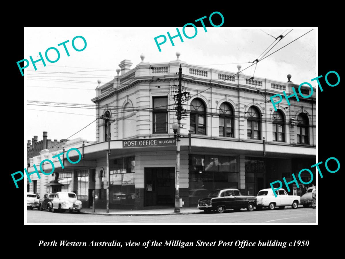 OLD LARGE HISTORIC PHOTO OF PERTH WESTERN AUSTRALIA, MILLGAN ST POST OFFICE 1950