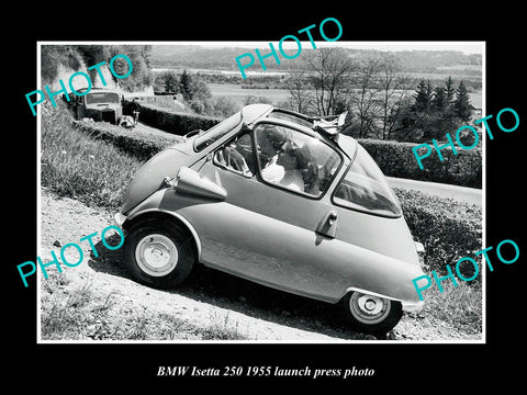 OLD LARGE HISTORIC PHOTO OF 1955 BMW ISETTA MICRO CAR LAUNCH PRESS PHOTO 1