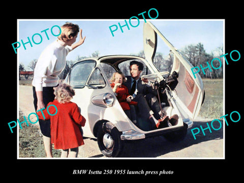 OLD LARGE HISTORIC PHOTO OF 1955 BMW ISETTA MICRO CAR LAUNCH PRESS PHOTO 2