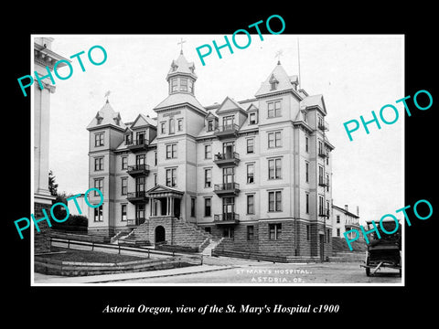 OLD LARGE HISTORIC PHOTO OF ASTORIA OREGON, THE St MARYS HOSPITAL c1900