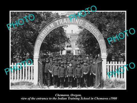 OLD LARGE HISTORIC PHOTO OF CHEMAWA OREGON, THE INDIAN TRAINING SCHOOL c1900