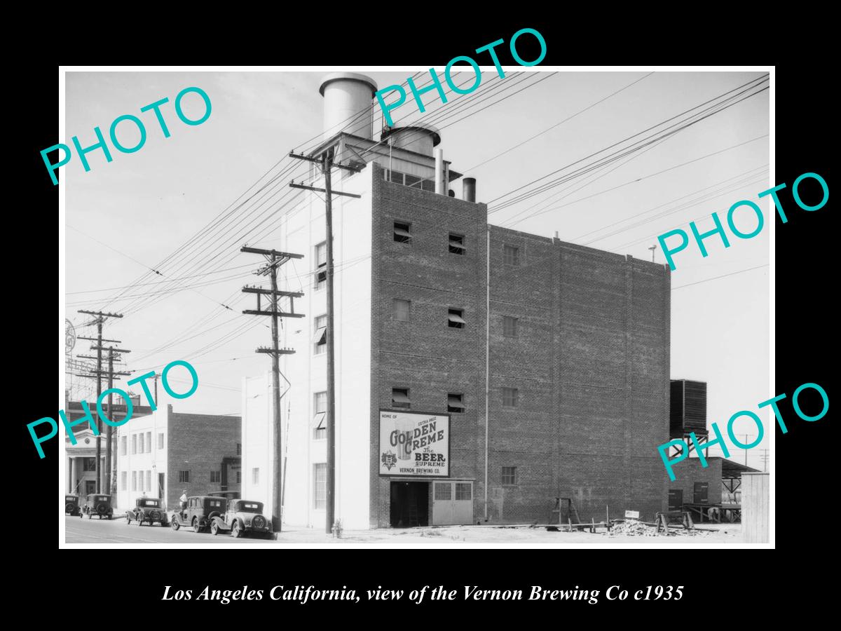 OLD LARGE HISTORIC PHOTO OF LOS ANGELES CALIFORNIA, THE VERNON BREWING Co c1935