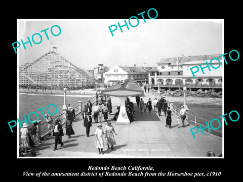 OLD LARGE HISTORIC PHOTO OF REDONDO BEACH CALIFORNIA, THE AMUSEMENT PARK c1910