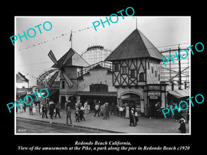 OLD LARGE HISTORIC PHOTO OF REDONDO BEACH CALIFORNIA, THE AMUSEMENT PARK c1920