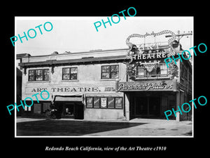 OLD LARGE HISTORIC PHOTO OF REDONDO BEACH CALIFORNIA, THE ART THEATRE c1910