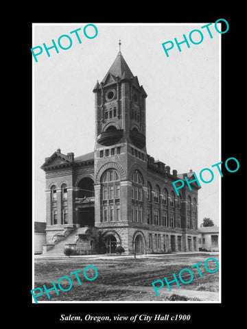 OLD LARGE HISTORIC PHOTO OF SALEM OREGON, VIEW OF THE CITY HALL c1900