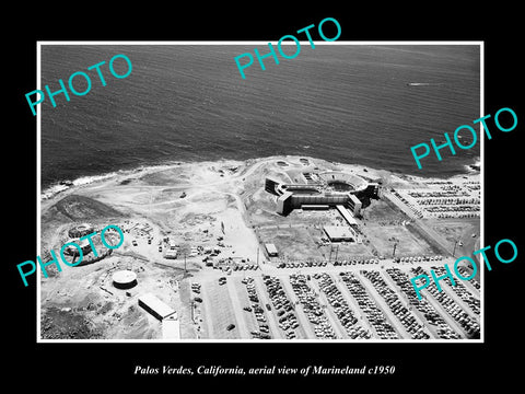 OLD LARGE HISTORIC PHOTO OF PALOS VERDES CALIFORNIA, VIEW OF MARINELAND c1950