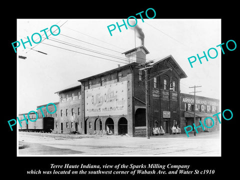 OLD LARGE HISTORIC PHOTO OF TERRE HAUTE INDIANA, THE SPARKS MILLING Co c1910