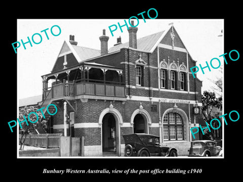 OLD LARGE HISTORIC PHOTO OF BUNBURY WESTERN AUSTRALIA, THE POST OFFICE c1940