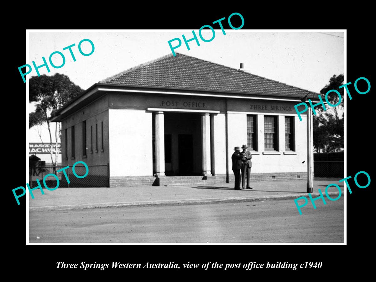 OLD LARGE HISTORIC PHOTO OF THREE SPRINGS WESTERN AUSTRALIA POST OFFICE c1940