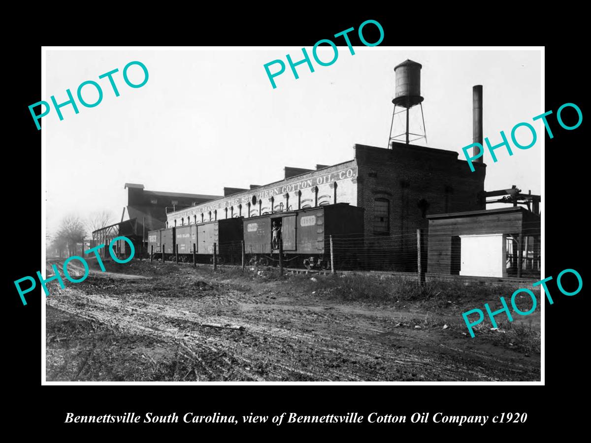 OLD LARGE HISTORIC PHOTO OF BENNETTSVILLE SOUTH CAROLINA COTTON OIL Co c1920