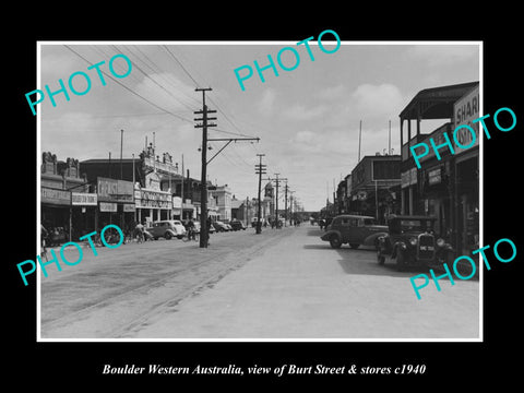 OLD LARGE HISTORIC PHOTO OF BOULDER WESTERN AUSTRALIA, VIEW OF BURT St c1940