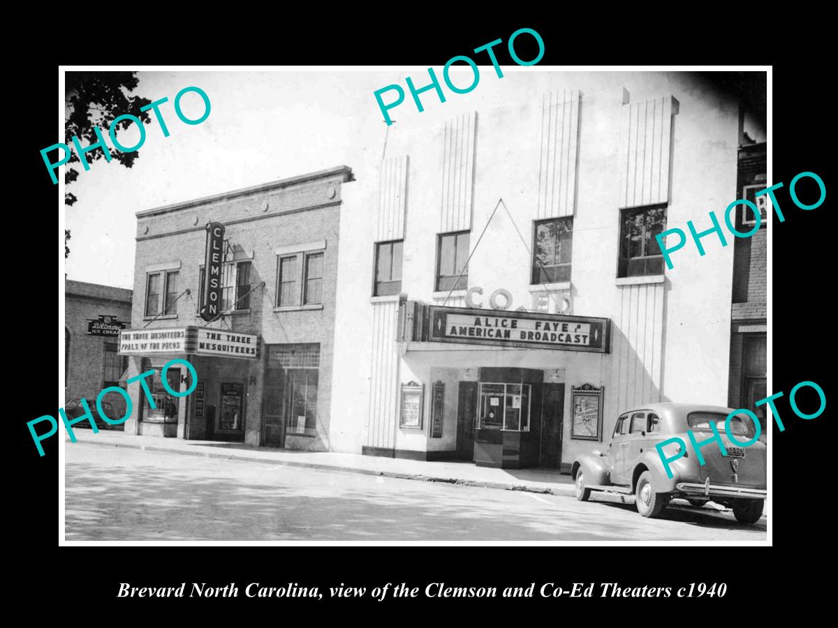 OLD LARGE HISTORIC PHOTO OF BREVARD NORTH CAROLINA, THE CO-ED THEATER c1940