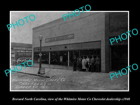 OLD LARGE HISTORIC PHOTO OF BREVARD NORTH CAROLINA, THE CHEVROLET MOTOR Co c1940