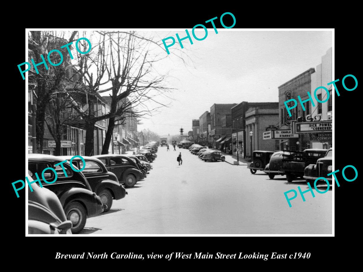 OLD LARGE HISTORIC PHOTO OF BREVARD NORTH CAROLINA, VIEW OF WEST MAIN ST c1940